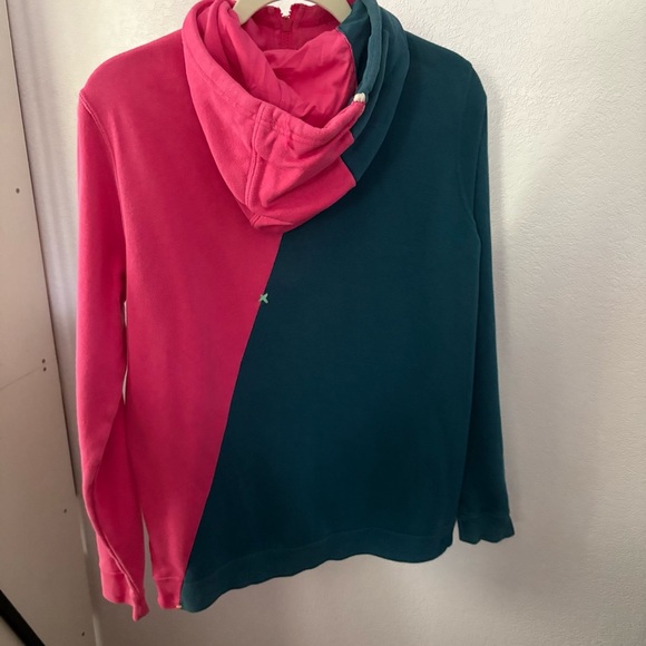 NIKE sz M DIY Fleece Hoodie Half Zip Pink Blue Half Long Sleeve - Picture 11 of 15